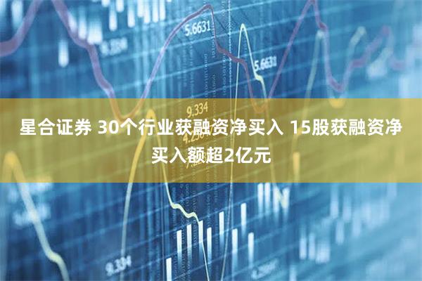 星合证券 30个行业获融资净买入 15股获融资净买入额超2亿元