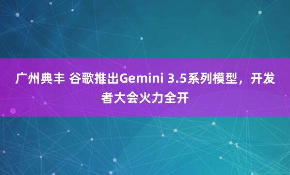 广州典丰 谷歌推出Gemini 3.5系列模型，开发者大会火力全开
